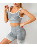 "CHARLIE"  2-Piece 2EasyFitness Seamless Yoga Short Set (GRAY)