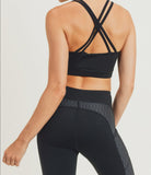 "RiRI" Diamond Jacquard Block Hybrid Cross-Back Sports Bra (ALSO AVAILABLE IN PLUS SIZES)