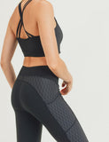 "RiRI" Diamond Jacquard Block Hybrid Cross-Back Sports Bra (ALSO AVAILABLE IN PLUS SIZES)