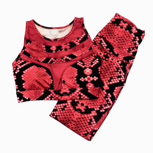 NEW ARRIVAL!!! "DREAM II” 2-Piece PREMIUM Snakeskin Print Activewear Set (CORAL)